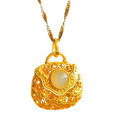 wholesale 925 silver gold-plated metal material New Chinese style Hetian jade pendant necklace with hollow filigree, includes certificate, antique jade pendant with handbag-0-4