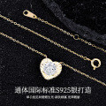 S925 Silver Plated 1-Carat Round Moissanite Vintage Style Pendant Necklace-0-0