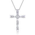 wholesale Metal Material: 925 Silver, Faith Pendant Necklace, Fashionable Silver Jewelry, Light Luxury High-End Feel, Moissanite Cross Choker Chain Wholesale-0-9