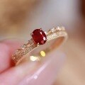 wholesale S925 Sterling Silver Red Elk Full-body Ring for Women, Vintage Double-layer Design, Elegant and Fashionable, Gentle and Girly, Ins Style-0-2