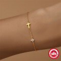 wholesale S925 Sterling Silver Diamond-Studded Cross Floral Petal Light Luxury Bracelet,-0-1