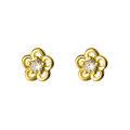 wholesale S925 Sterling Silver Diamond-Inlaid Five-Petal Flower Hollow-Out Ear Studs Ins Style Minimalist Design Earrings M03444-0-4
