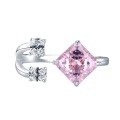 wholesale 925 Silver New Jewelry 7*7 Radiant Pink Diamond Open Ring for Women, Fashion and Versatile-0-4