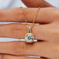 14K Gold Plated 925 Sterling Silver Square Moissanite Pendant Necklace for Women-0-2