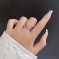wholesale S925 Sterling Silver Cupid's Feather Ring for Women, Small Batch Design with a High-End Sense of Fashion, Light Luxury Adjustable Plain Silver Band-0-2