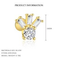 wholesale S925 Sterling Silver Cross-border Zircon Four-leaf Clover Butterfly Heart Tassel Earrings, Wholesale-E4702-Gold/Pair 925 Silver