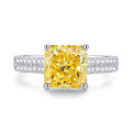 wholesale S925 Sterling Silver Goose Yellow Ring for Women, Small and Luxurious, Ice Flower Zirconia Rectangular High-Carbon Diamond Ring Collection-0-18