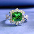wholesale S925 Silver Square-Cut 7*7 Emerald Luxuriously Bezel-Set European and American Style Ring for Women-0-0
