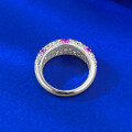 wholesale S925 Silver New Style Pink Diamond Half Eternity Ring with Full Pavé and Accent Stones for Women, Pink Moissanite-0-3