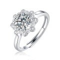 925 Sterling Silver Moissanite Teardrop Flower Ring-0-3