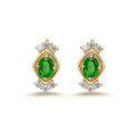wholesale S925 silver plated 14K gold Japanese retro style diopside earrings, wholesale from Dunli Jewelry manufacturer-0-0