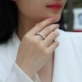 wholesale S925 Sterling Silver European and American Popular Luxe Bezel Set Stacking Ring Moissanite Ring Cross-border TEMU Best-Seller Lady Elegant Ring High-Quality Goods-0-3