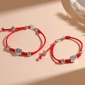 wholesale S925 Sterling Silver Auspicious Peace Red Rope Bracelet for Women, Versatile Small and Minimalist Design, National Trend-inspired Simple and Unique Woven Hand Rope-0-1