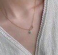 wholesale S925 Sterling Silver Small Minimalist Luxury Design Emerald Heart Brooch Fashion Elegant Collarbone Necklace-0-3