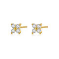 wholesale S925 Sterling Silver Cross-border Star Earrings With Zirconia And Geometric Floral Design-0-6