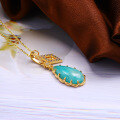 wholesale S925 Sterling Silver Waterdrop Amazonite Vintage Style Pendant, Rhombus Combination Necklace for Layering-0-0