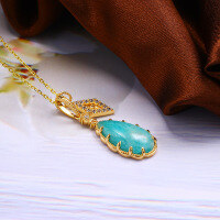 wholesale S925 Sterling Silver Waterdrop Amazonite Vintage Style Pendant, Rhombus Combination Necklace for Layering-One set - pendant without chain 925 silver