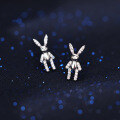 wholesale S925 Sterling Silver Creative Cute Rabbit Ear Studs for Women, Summer Trendy Design Exquisite Elegant Earrings-0-2