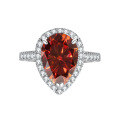 wholesale S925 Sterling Silver 4-Carat Teardrop Pear-Shaped Moissanite Women's Ring Jewelry High-End Accessories-0-6