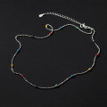 wholesale S925 Sterling Silver Rainbow Beaded Necklace for Women, Light Beaded Colored Bead Chain, IU Same Style Collarbone Chain D9456-0-4