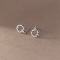 wholesale S925 sterling silver small twist round stud earrings, delicate and compact, fashionable for women's daily wear M05060-0-3