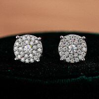 S925 Sterling Silver Moissanite Stud Earrings Hip Hop Unisex-Set with moissanite - Gold  925 Silver