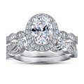 wholesale S925 Sterling Silver 15ct Oval Moissanite Ring Set Women's Stackable Ring High-End Silver Jewelry-0-20
