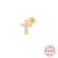 wholesale S925 Sterling Silver Single Cross Diamond-Studded Threaded Ear Stud,Ins。-0-0