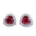 wholesale S925 Silver New European and American Style Fresh Love Heart 8*8 Ruby Heart-shaped Stud Earrings, Hot Seller on Instagram-0-4