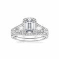 wholesale 18k White Gold Plated S925 Silver 5*7mm Radiant Cut Moissanite Small and Niche Instagram Style Engagement Ring for Women Stackable Set-0-6
