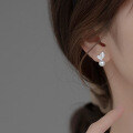 wholesale S925 Sterling Silver Earrings with Pearl, Small Bud, Fresh and Sweet, Tender Leaf, Leaf Design M00941-0-2