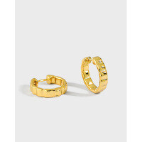 wholesale S925 Sterling Silver Korean Version Ins Niche Minimalist Chocolate Grid Ear Clips for Women-Platinum 925 silver