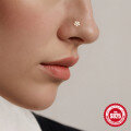 wholesale S925 Sterling Silver L-Shaped Nose Stud with Zirconia Flower, a Popular Amazon Body Piercing Jewelry-0-3