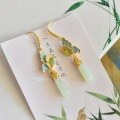 wholesale Sterling Silver Gold Plated Enamel Butterfly Women's Hetian Jade Earrings, Artistic Vintage Ethnic Earring Factory Wholesale-0-3