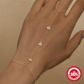 wholesale S925 Sterling Silver Love Heart Diamond Accent Chain-Style Ring Bracelet-0-0