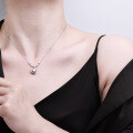 925 Sterling Silver Purple Moissanite Square Pendant Necklace-0-2