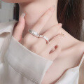 wholesale S925 Silver Cloud Tide Pavilion Fashion Simple European and American Trend Brushed Satin Texture Open-Ended Plain Ring Ins Style Versatile-0-0