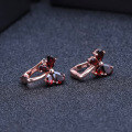 wholesale Rose Gold Plated S925 Silver Garnet Earrings, European and American New Luxury Style Inlaid with Natural Colored Gemstone Stud Earrings-0-1