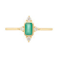 wholesale 18K gold jewelry new diamond emerald ring geometric fashion accessory lightweight luxury retro versatile-0-4