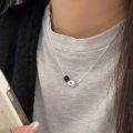 wholesale S925 Sterling Silver Black Agate Pea Necklace for Women, New Release, Niche Design, Premium Choker-0-2