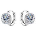 wholesale Silver metal fashion design full moissanite earrings for women, elegant and high-end small square sugar ear hoops, cross-border new product with ear clips-0-4