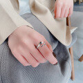 wholesale S925 Sterling Silver Irregular Geometric Woven Line Open Ring Simple Fashion Korean Style Minimalist Ring-0-3