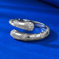 wholesale S925 Sterling Silver Light Luxury High-End Vintage Retro Snake Spring Ring with Diamond Inlay-0-3