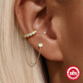 wholesale S925 Sterling Silver rhinestone chain tassel ear clip thread ear stud, Korean style-0-2