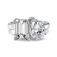 wholesale Metal: 925 Sterling Silver Gemstone: Square Emerald Cut Drop Zircon Set Includes Necklace, Ring, and Earrings-DY121358-SW-WH#7 925 Silver