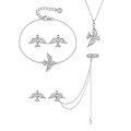 wholesale 925 Sterling Silver Peace Dove Necklace Bracelet Earrings Pigeon Set, Ins Simple High-end European and American Style-0-9