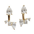 18k Gold-Plated Customizable Two-Way Moissanite Teardrop Stud Earrings-0-3