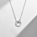 wholesale S925 Sterling Silver Micro-Inlaid Zircon Circle Collarbone Necklace, Fashion Commuting Minimalist Niche Design High-End Feel-0-1