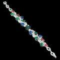 wholesale 925 Sterling Silver Gold Plated Bracelet with High Carbon Diamonds Blue Green Fruit Tapestry Fashion Exquisite Versatile Jewelry for Women-0-4
