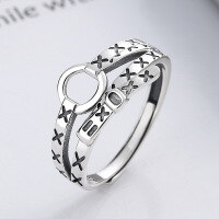 wholesale S925 Sterling Silver Irregular Geometric Symbol Asymmetric Ring Korean Style Fashion Trendy Design Index Finger Ring-732FJ/approx. 2.7g Adjustable opening
